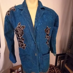 1980's Teal Denim Jacket by Francais of California
